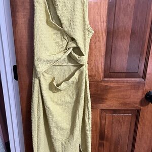 Elegant Yellow Textured Dress